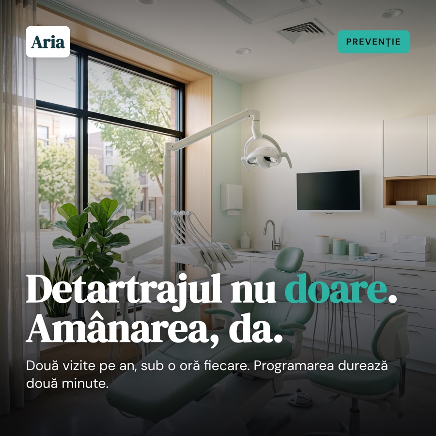 Exemplu de postare pentru o clinică stomatologică: Detartrajul nu doare. Amânarea, da.